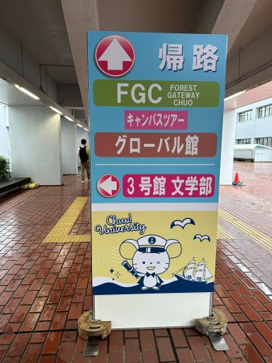 オープンキャンパスの案内板